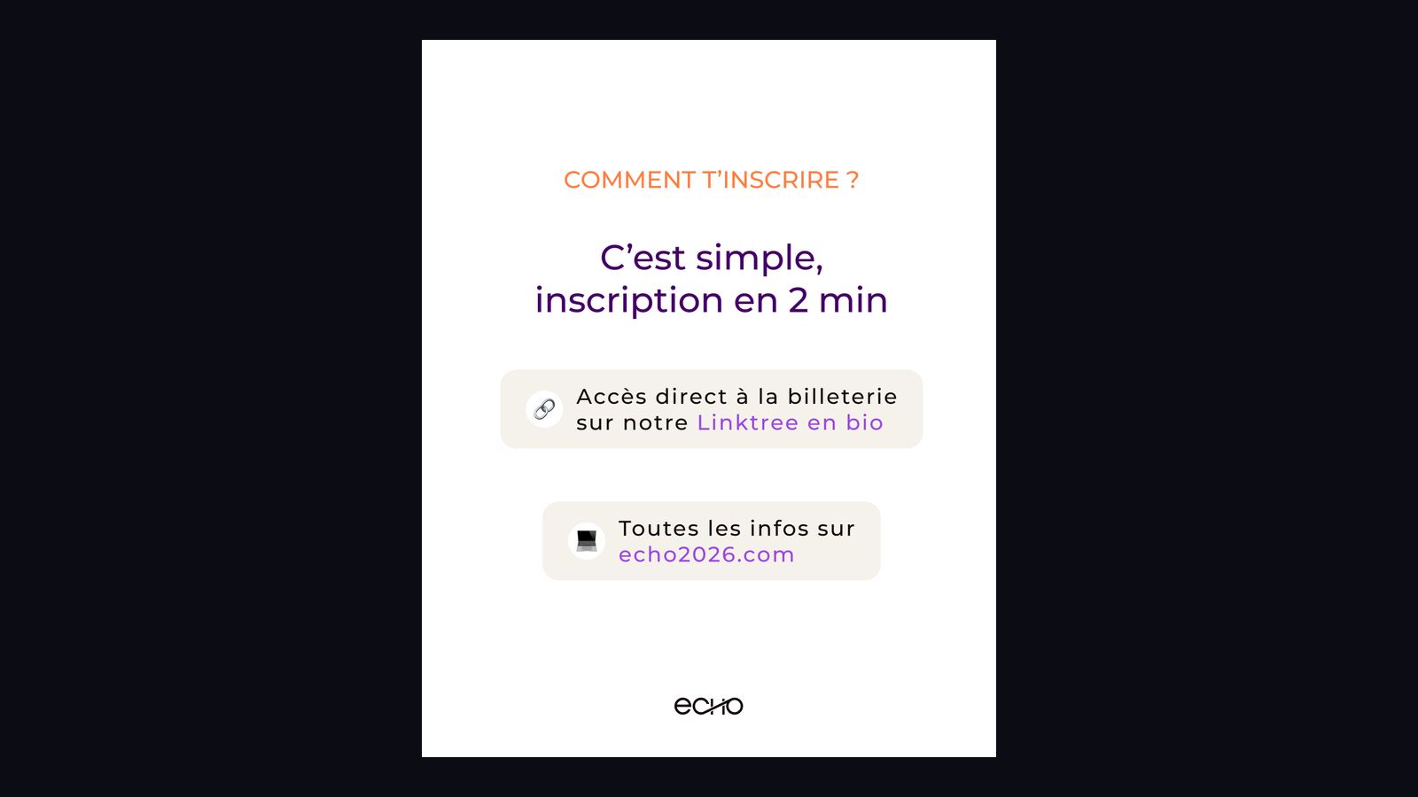 Visuel Instagram ECHO 2026, parcours d'inscription