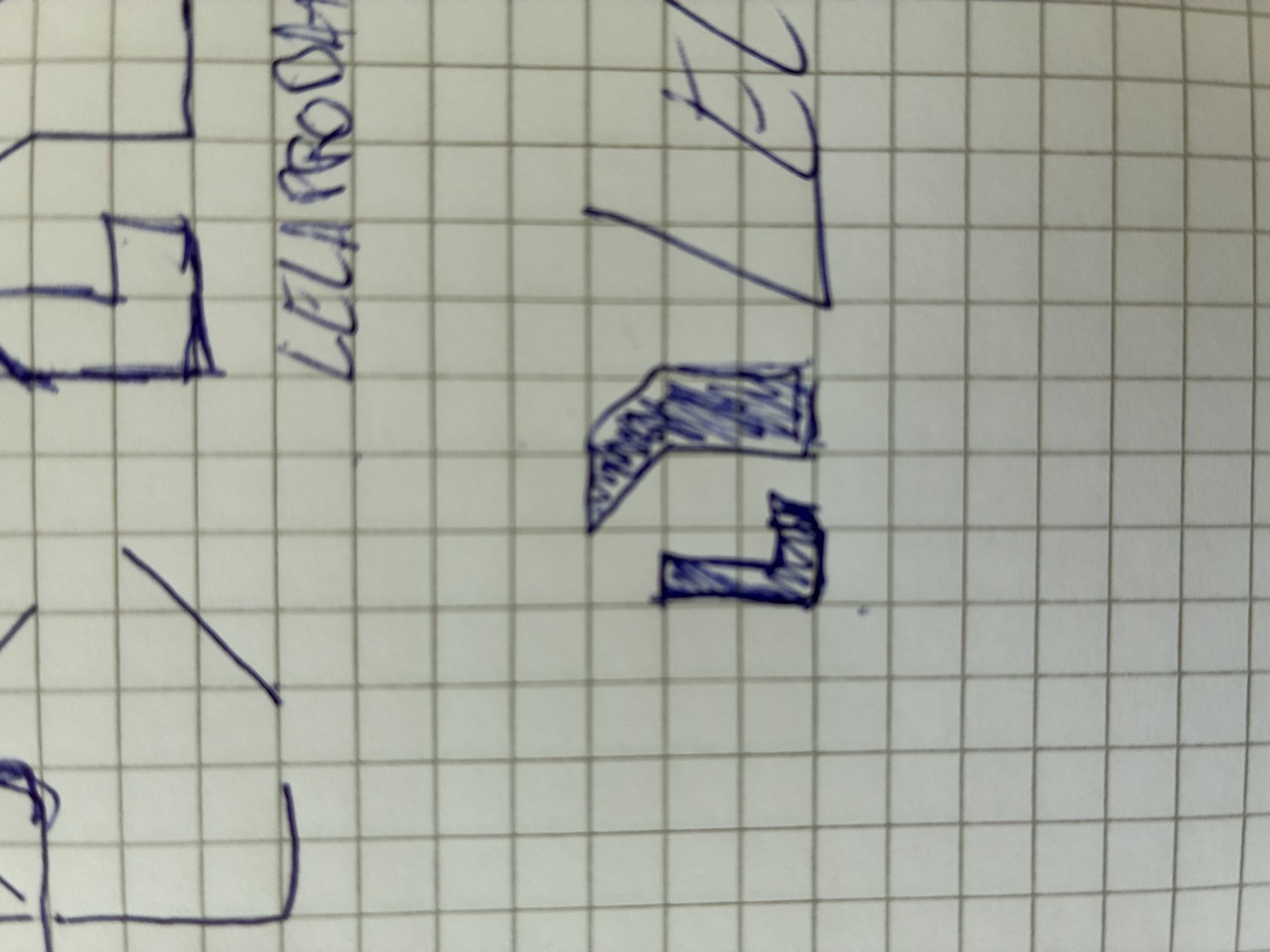 Croquis de recherche du logo LELA PRO BÂTI