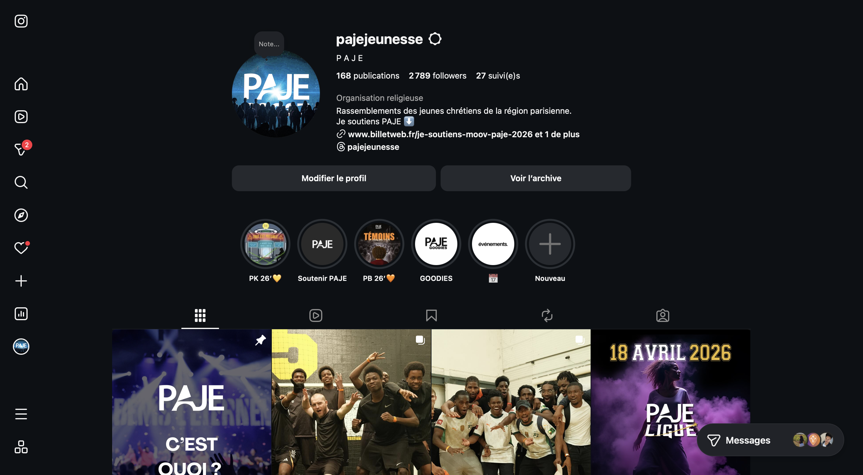 Compte Instagram PAJE Jeunesse