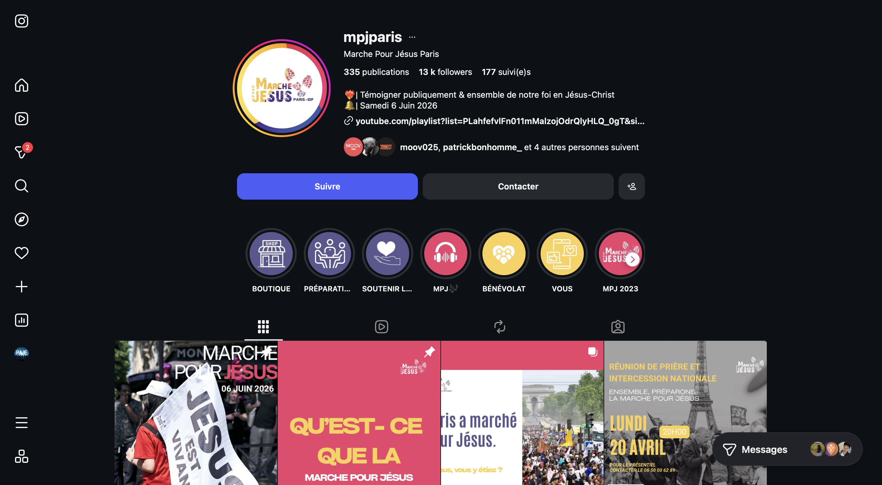 Compte Instagram Marche pour Jésus Paris